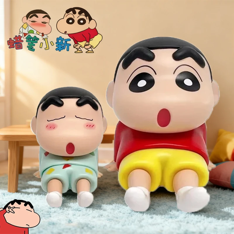 

Crayon Shin-Chan Figures Phone Holder Kawaii Anime Desktop Ornaments Cartoon Watching TV Phone Support Cute Doll Decorations!!!