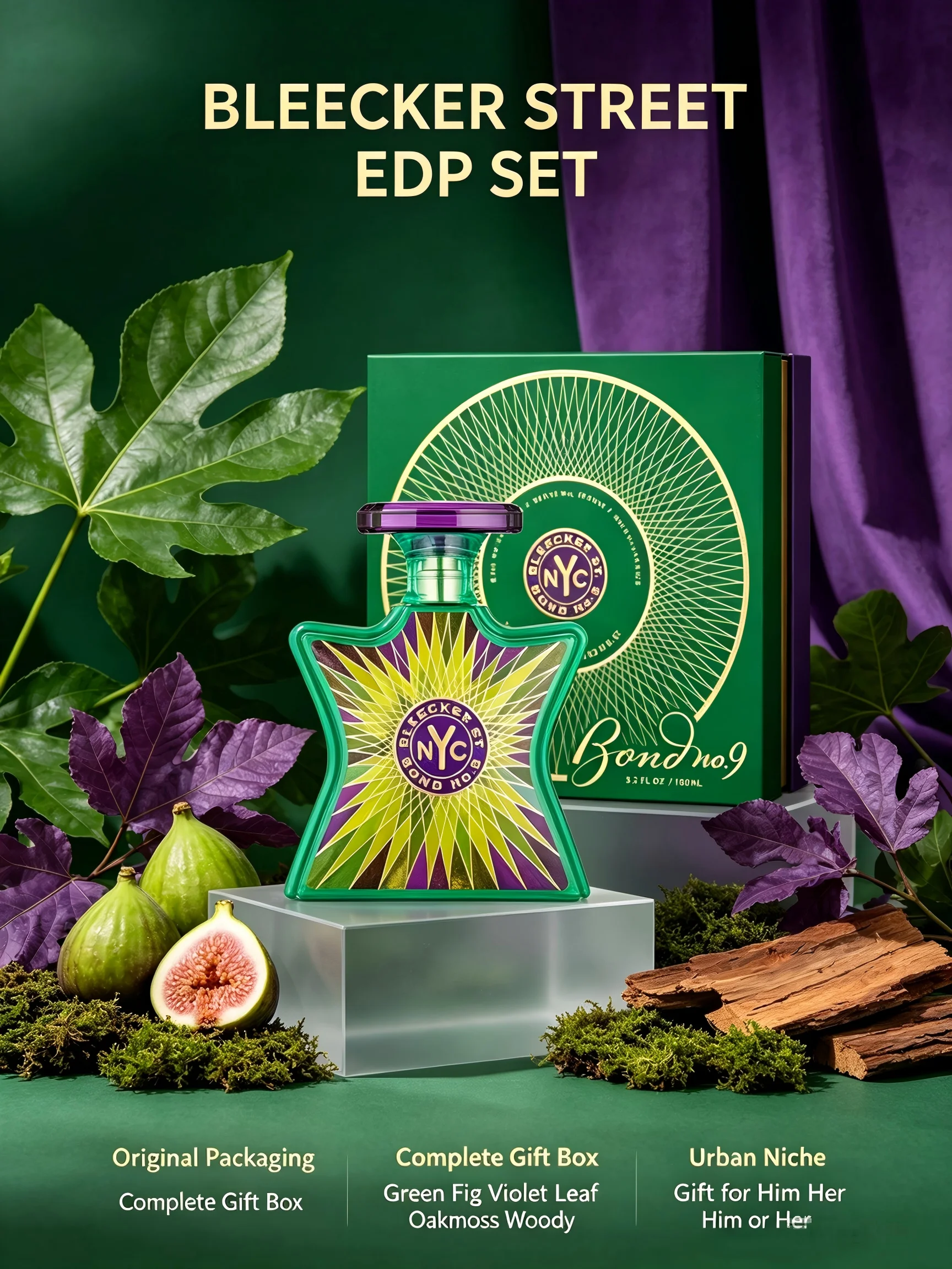 Bond No. 9 Bleecker Street Eau de Parfum (100ml/3.40fl oz) – Fresh Violet Leaf, Wild Blueberry, Cedar & Soft Suede – Unisex Niche Perfume