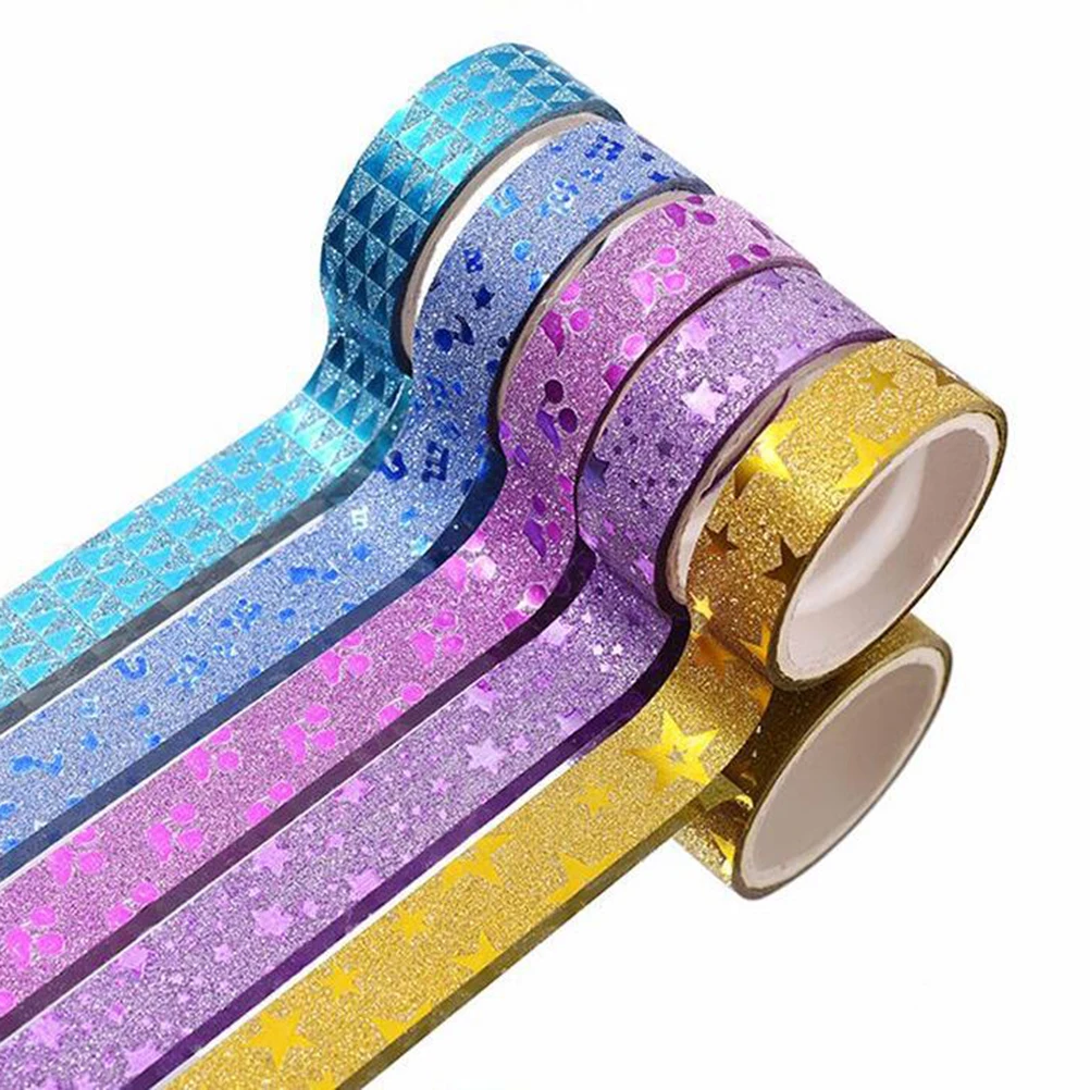 20Rolls Glitter Stickers Paper Adhesive Tapes DIY Decorative Label Craft For Office School Tape Decorative Stickers Random Color