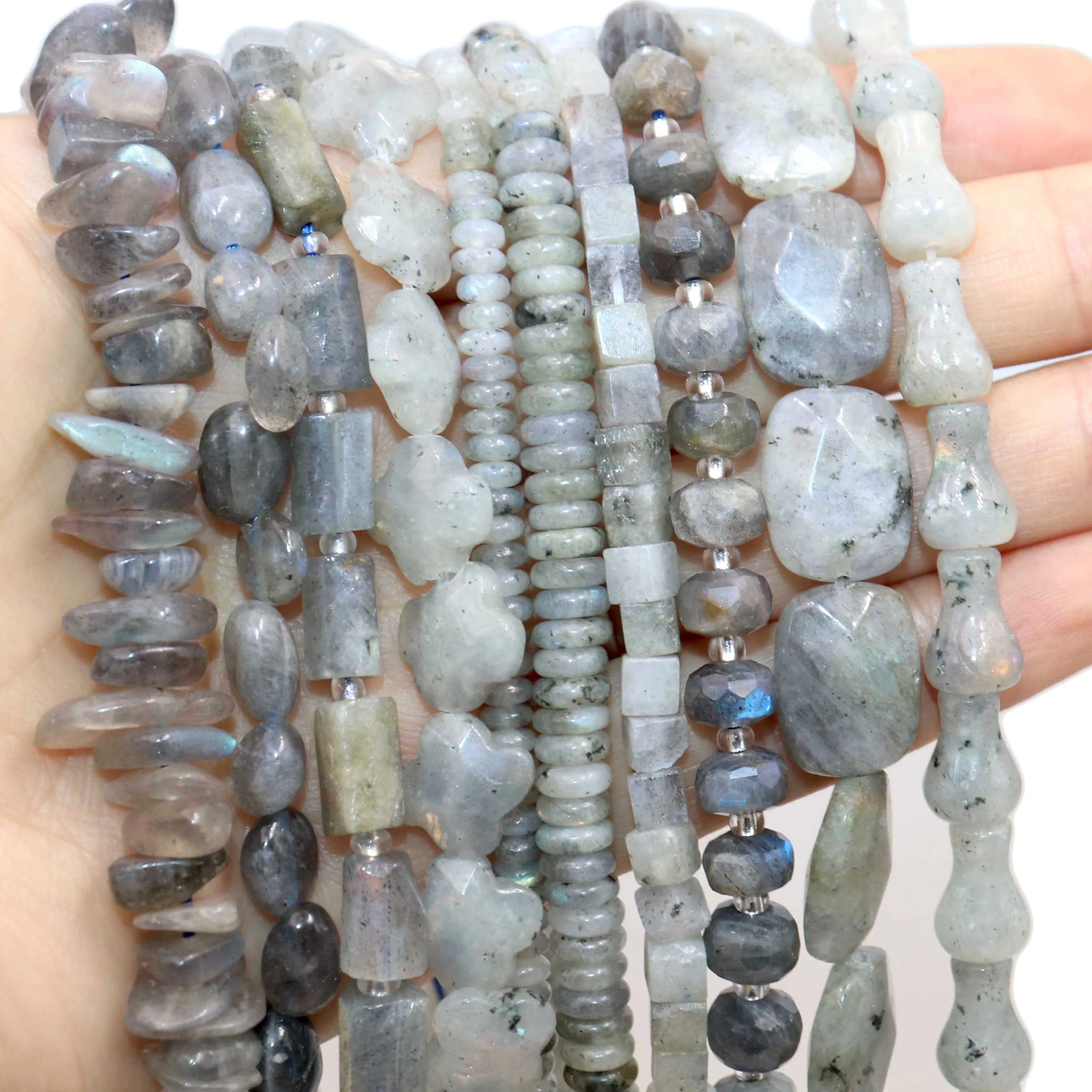 Natural Labradorite Gems Stone Faceted Round Rondelle Loose Beads For Jewelry Making DIY Bracelet Necklace Handmade Accessories