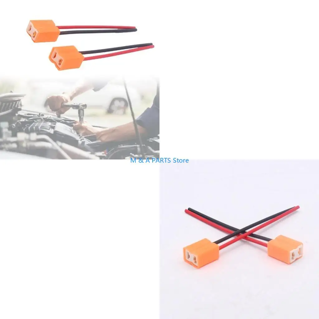 U1JF 2pcs Ceramic H7 Headlight Adapter Repair Plug Sockets DC12V 24V 2-Wires Headlight Bulb Ceramic Socket Plug Connector