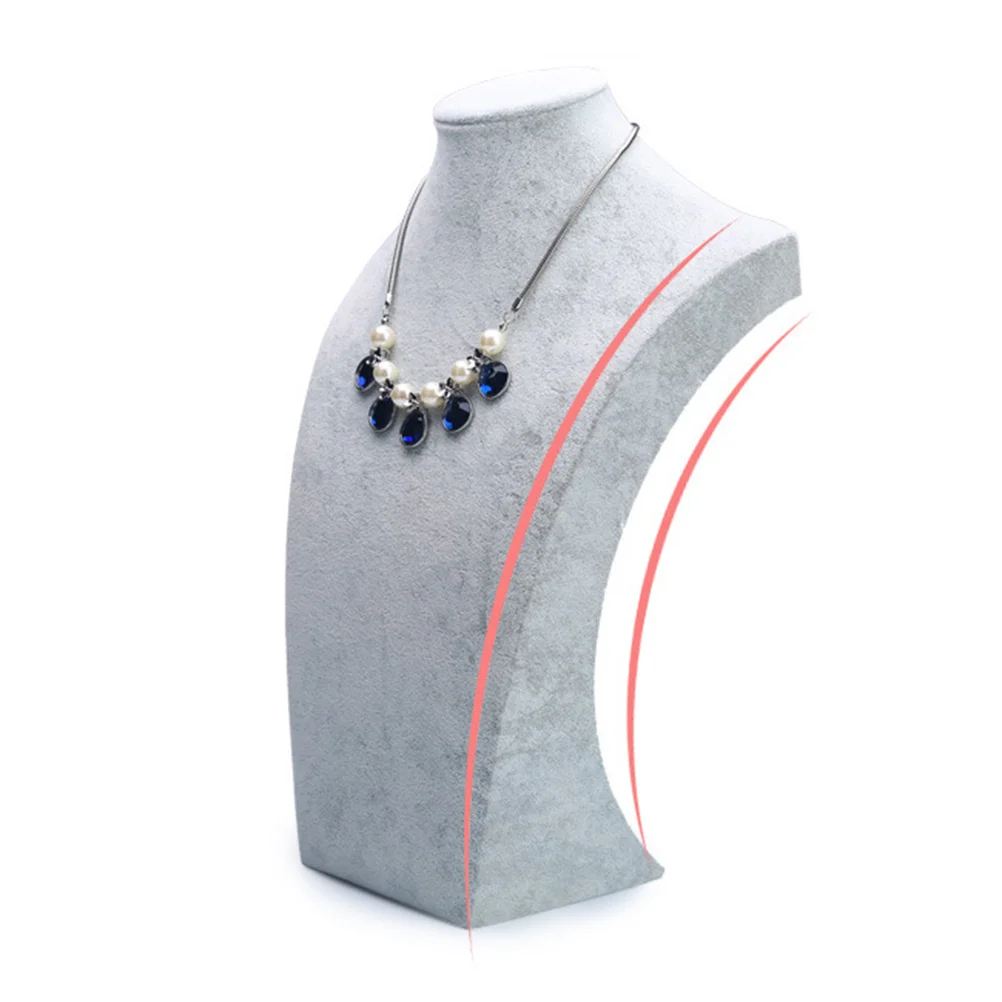 

14.5x25cm Necklace Displays Organizer Gray Jewelry Bust Stand Classic Elegant Jewelry Display for Store Counter Vanity
