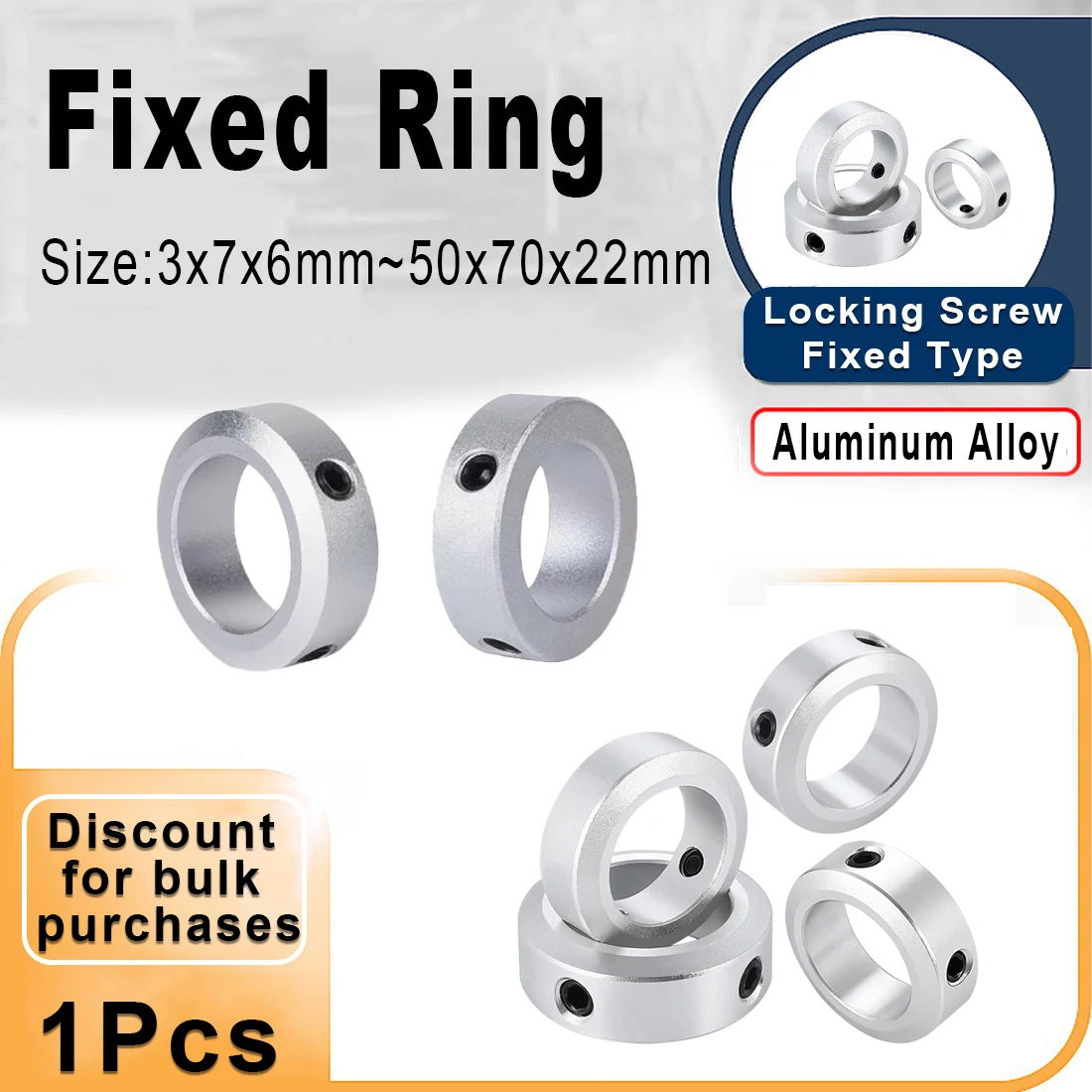 1Pcs Shaft Collar Retaining Ring Stop Screw Type Retaining Ring Shaft Retainer Locator Aluminum Alloy With Screws 3mm~50mm