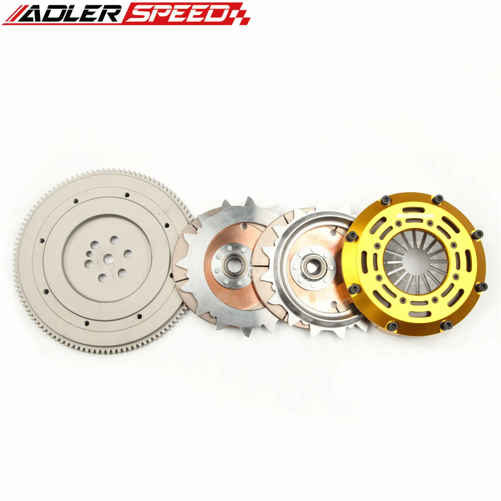 

ADLERSPEED Racing Clutch Twin Disc Kit & Flywheel For 89-92 Mitsubishi Eclipse GS-T 2.0L FWD 6-Bolt