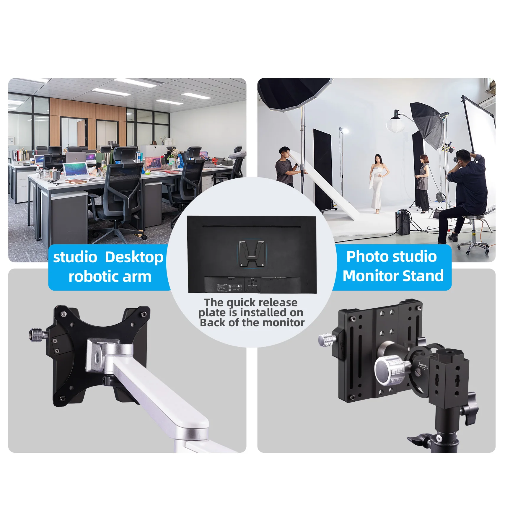 Selens عرض سريعة تصاعد لوحة قاعدة قابل للتعديل 180 درجة دوران قاعدة عالمية انفصال قوس للتصوير الفوتوغرافي استوديو