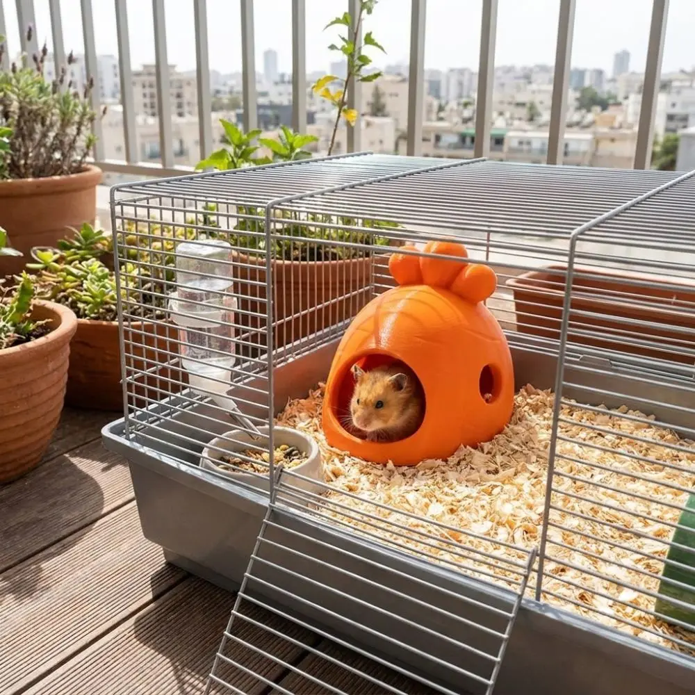 Tunnel Toy 3D Printed Carrot Shaped Hamster House Creative Plastic Hamster Hideout Cartoon Small Animal Cage Small Pets Housing