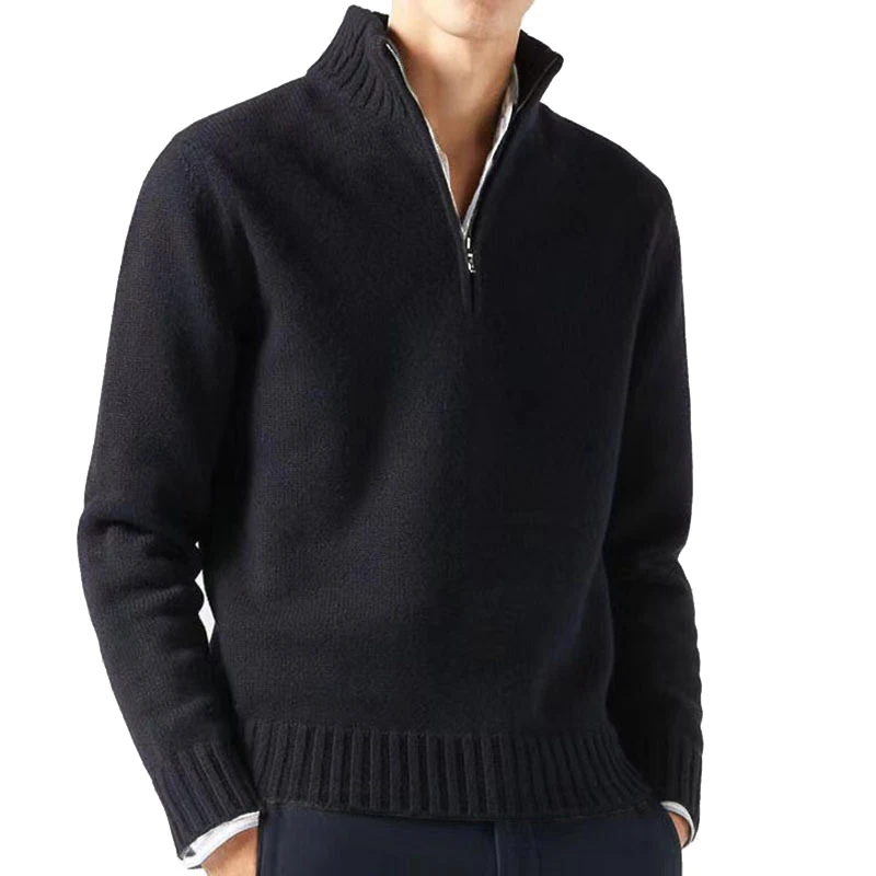 Color Long Sleeved Tops Male Casual Daily Warm Coats Winter Men Turtlenecks Half Zipper Sweaters Knitwear Spring Pullovers Solid