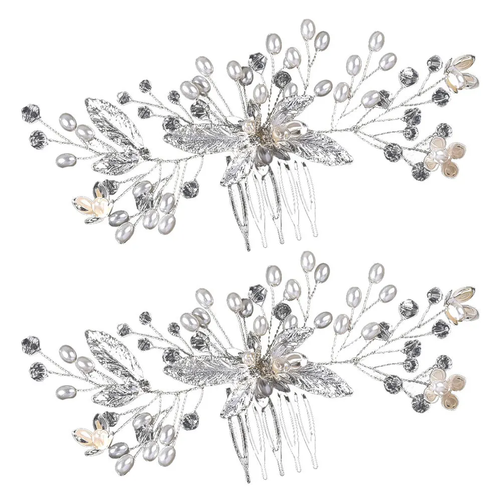 

2Pcs Elegant Bridal Hair Comb Crystal Wedding Hair Accessories Secure Fit for Bride Women Party Event Headdress