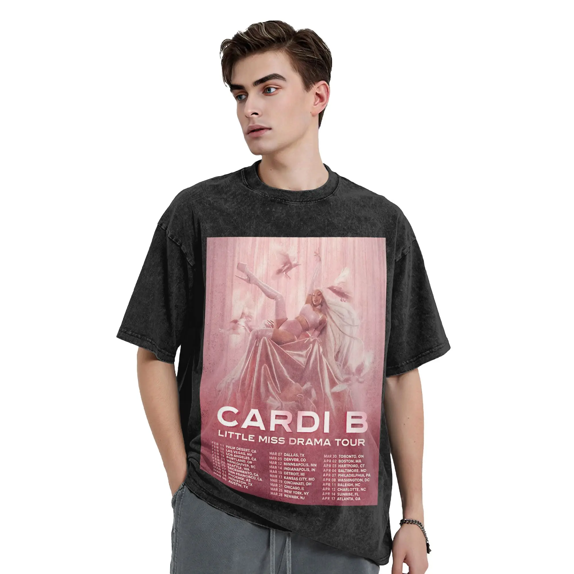 Cardi B Little Miss Drama Tour 2026  T Shirt  Hip Hop T-Shirts Short Sleeve Retro Tshirt Beach Cotton O Neck Oversized Clothes