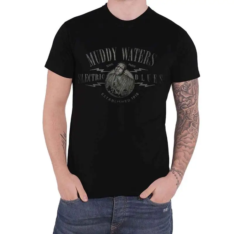 

Muddy Waters T Shirt Electric Blues Vintage New Official Mens Black