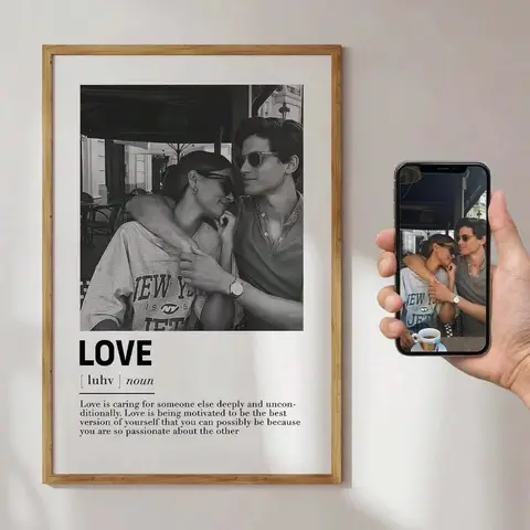 Bilashmart Unique Custom Black & White Decorative Painting Canvas Print Wedding Couple Wall Art Poster for Home Decor Valentine's Day Gift