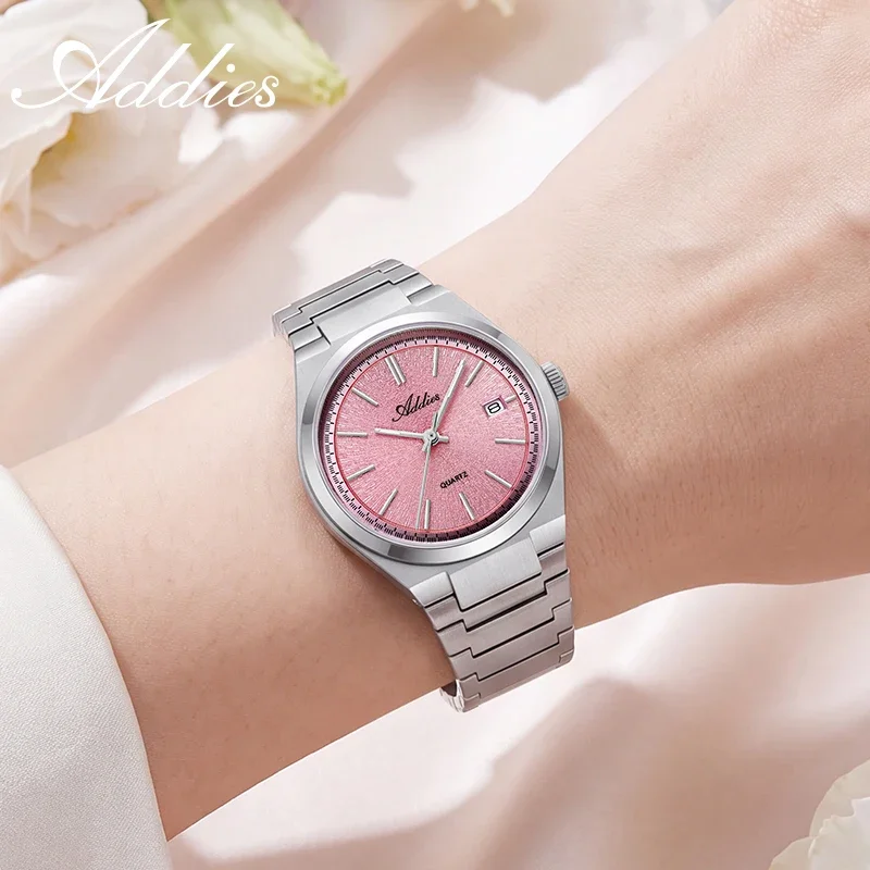 ADDIES Women Luxury Watch 316L Stainless Steel Japanese Quartz Movement Sapphire Crystal 50M Waterproof Ladies Wristwatch 35mm