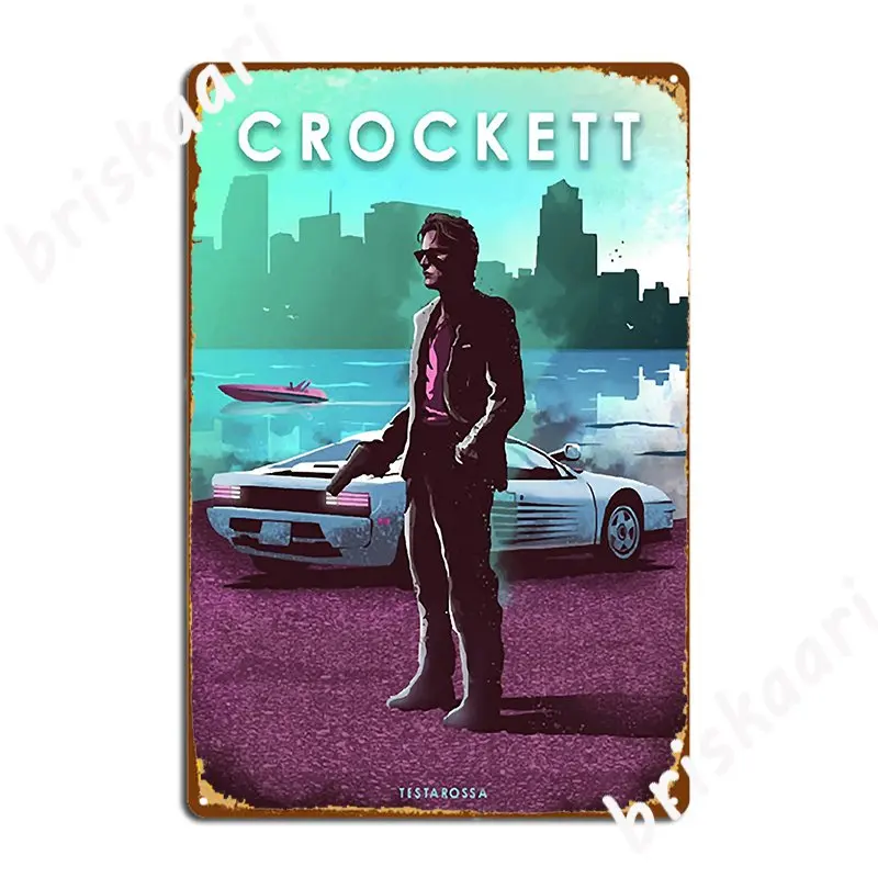 Sonny Crockett Miami Vice Testarossa Car Legends Metal Plaque Poster Plates Party Wall Cave Custom Tin Sign Poster