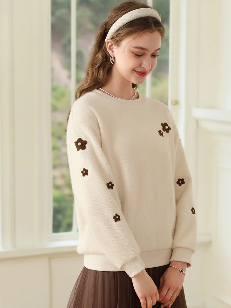 I BELIEVE YOU Velvet Sweater Autumn Winter Female 2023 Nail Bead New Loose Trendy Crewneck Korean Version Jumpers 2234195400