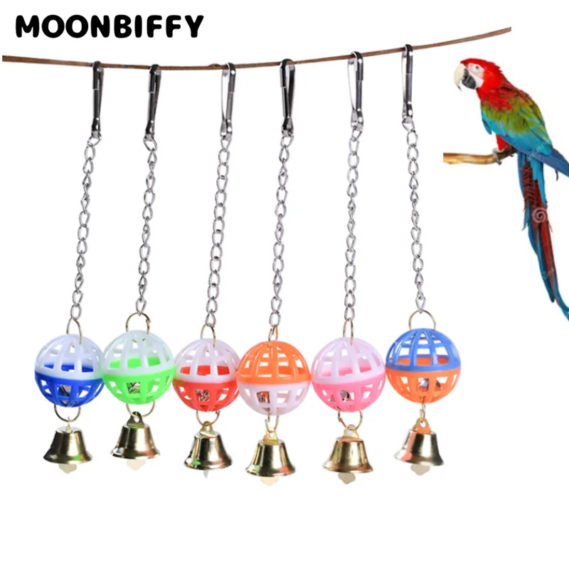 Bird Parrot Toys Plastic Ball Bell Colorful Swing Toys Giocattoli African Grey Budgie Parakeet Cockatiel Lovebird Cage צעצועים