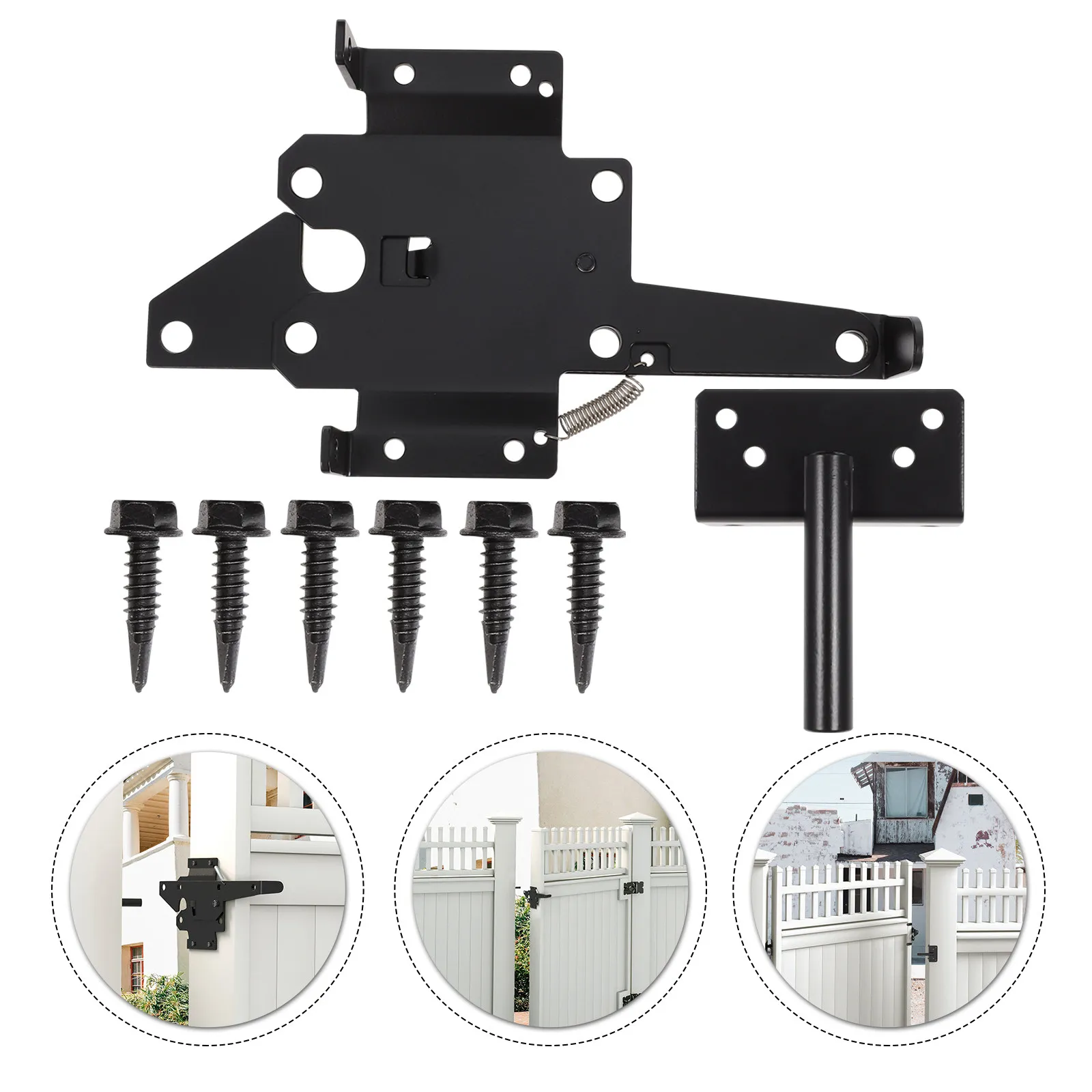 

Gate Hinge Stainless Steel Thick Heavy Duty Black Coating Yard Door Fence Latch Gate Latches for Wooden Metal Gates
