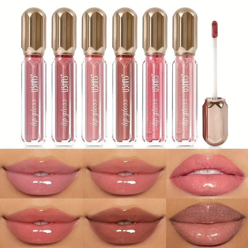 6 Color Shine Glitter Lip Gloss Mirror Pearl Lip Gloss Waterproof Long Lasting Moisturizing Lipstick  Women Makeup Cosmetic