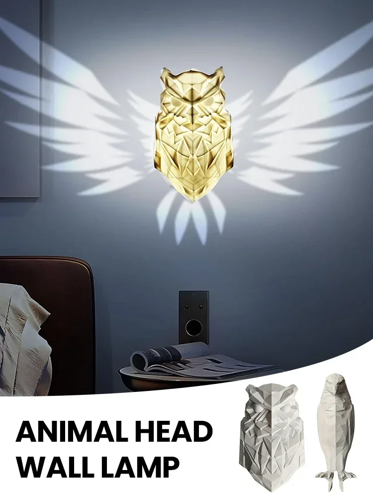 

2024 New Wall Lamp Owl Eagle Shape Projector Modern Creative Atmosphere Sconce 3D Print Body Lighting Lustre Halloween Xmas Gift