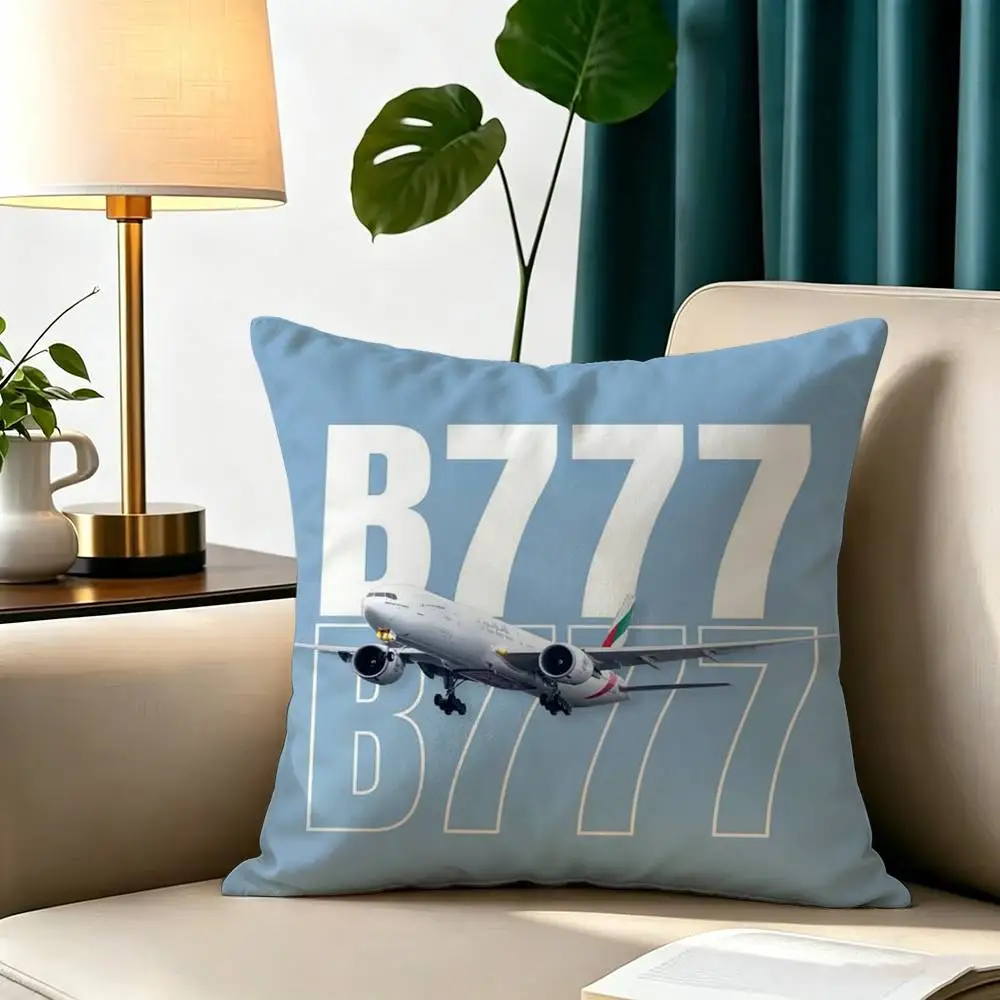 Top Airplane Boeing 777  Square Double-Sided printed Pillow Case Bedroom Bedside Pillow Sofa Cushion Cover