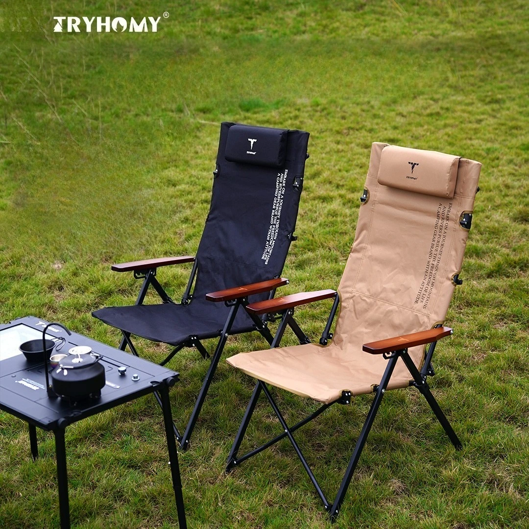 Silla de Camping, sillón reclinable plegable ajustable, respaldo alto, con almohada, salón, oficina, siesta, hogar, Picnic, sillas de pesca