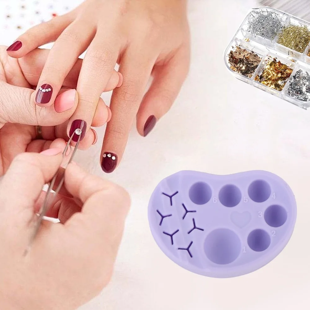 Purple Silicone Eyelash Lift Palette Silicone Built-In Tweezers Storage Slots Makeup Tint Mixing Tool Multifunctional Integrated