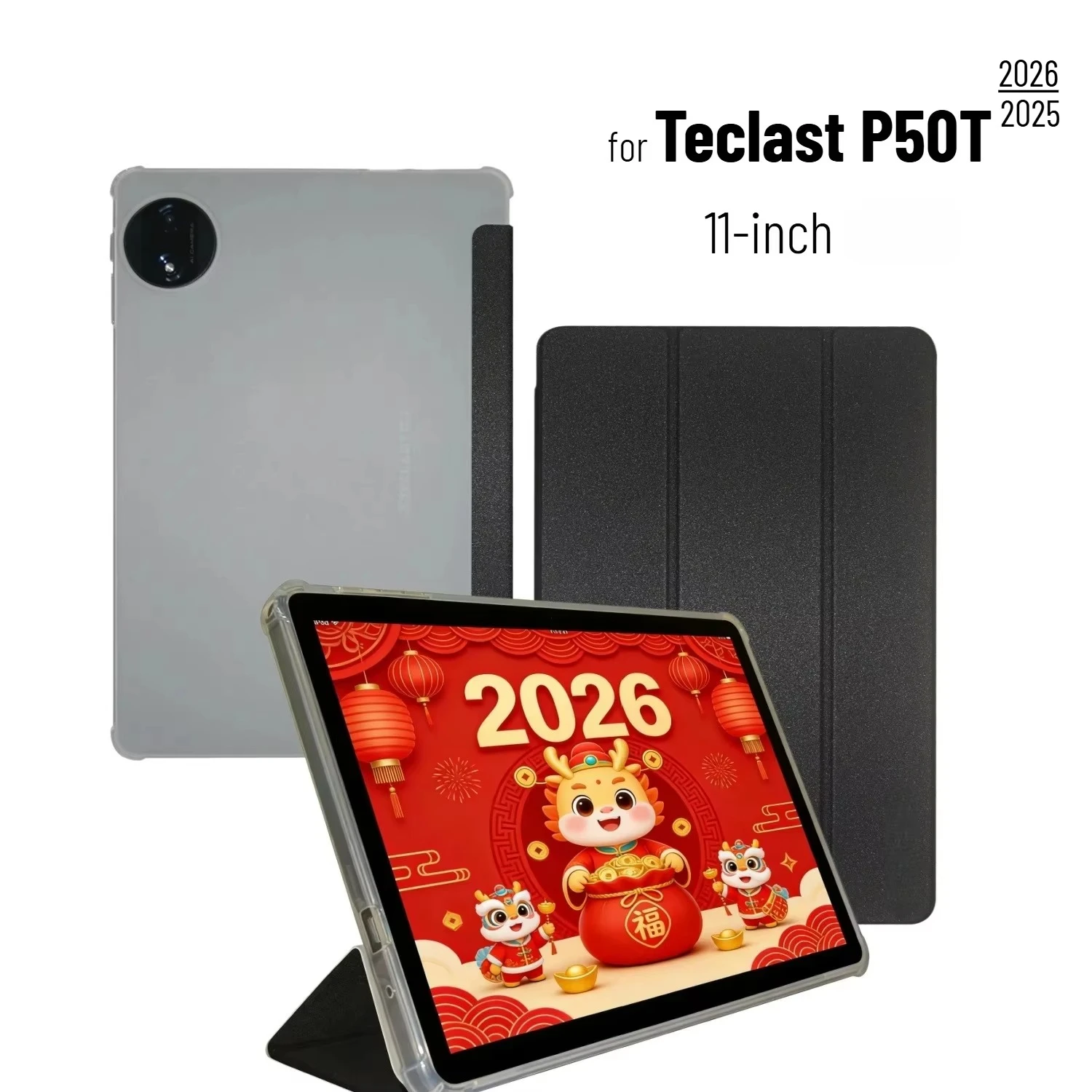 Smart Cover for Teclast P50T 2025/2026 11 Inch Tablet Case Trifold Stand Pu Leather Soft TPU Back Shell Auto Sleep/Wake
