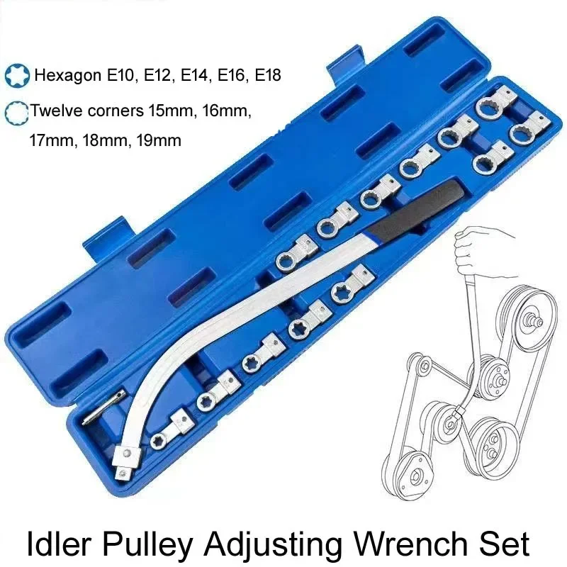 

15-Piece Set Of Automobile Engine Belt Adjustable Wrench Pulley Disassembly Idler Pulley Tensioning Special Auto Repair Tool