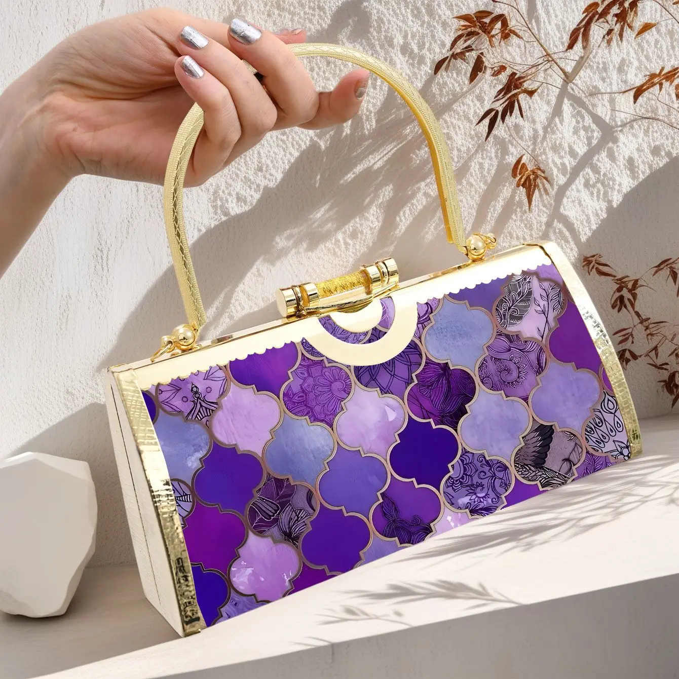 Ladies dinner bag, ladies dinner bag, multi-color ethnic style retro gorgeous ladies dinner bag