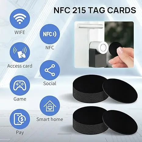 NFCタグ20個、背面粘着付きNFCステッカーカード、書き換え可能なNFCカード、504バイトメモリ、NFC対応電話と互換性あり