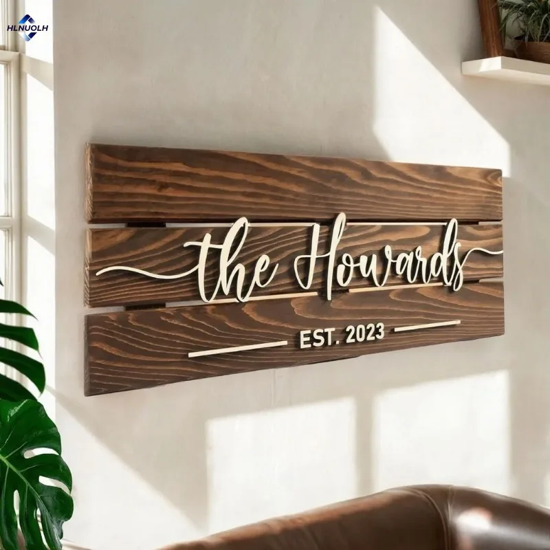

Custom Wooden Sign for Home/Office/Family Last Name, Est. Date Sign Personalized Solid Rustic Wood Wedding Gifts Home Wall Decor