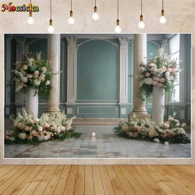 

Mocsicka Photography Background Wedding Ceremony Decorations Vintage Palace Flowers Leaves Portraits Photo Backdrops Shoot Props