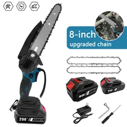 8 Inch Electric Chain Saw Mini Handheld Portable Chainsaw Tree Wood Cutter Pruning Garden Power Tool Compatible Makita Battery