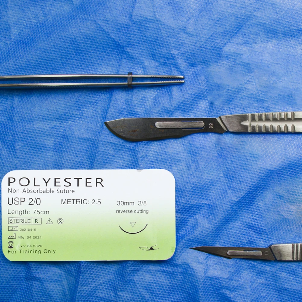 2/0 3/0 4/0 خيط حيدة طبي نايلون حرير بولي بروبيلين بوليستر خيط طبي لتعليم طلاب الطب #3