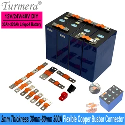 Turmera 12V Busbar Lifepo4 Battery Flexible Copper Connecter 56mm 74mm 2mm 300A for 105Ah 230Ah 280Ah 320Ah Lifepo4 Battery Use