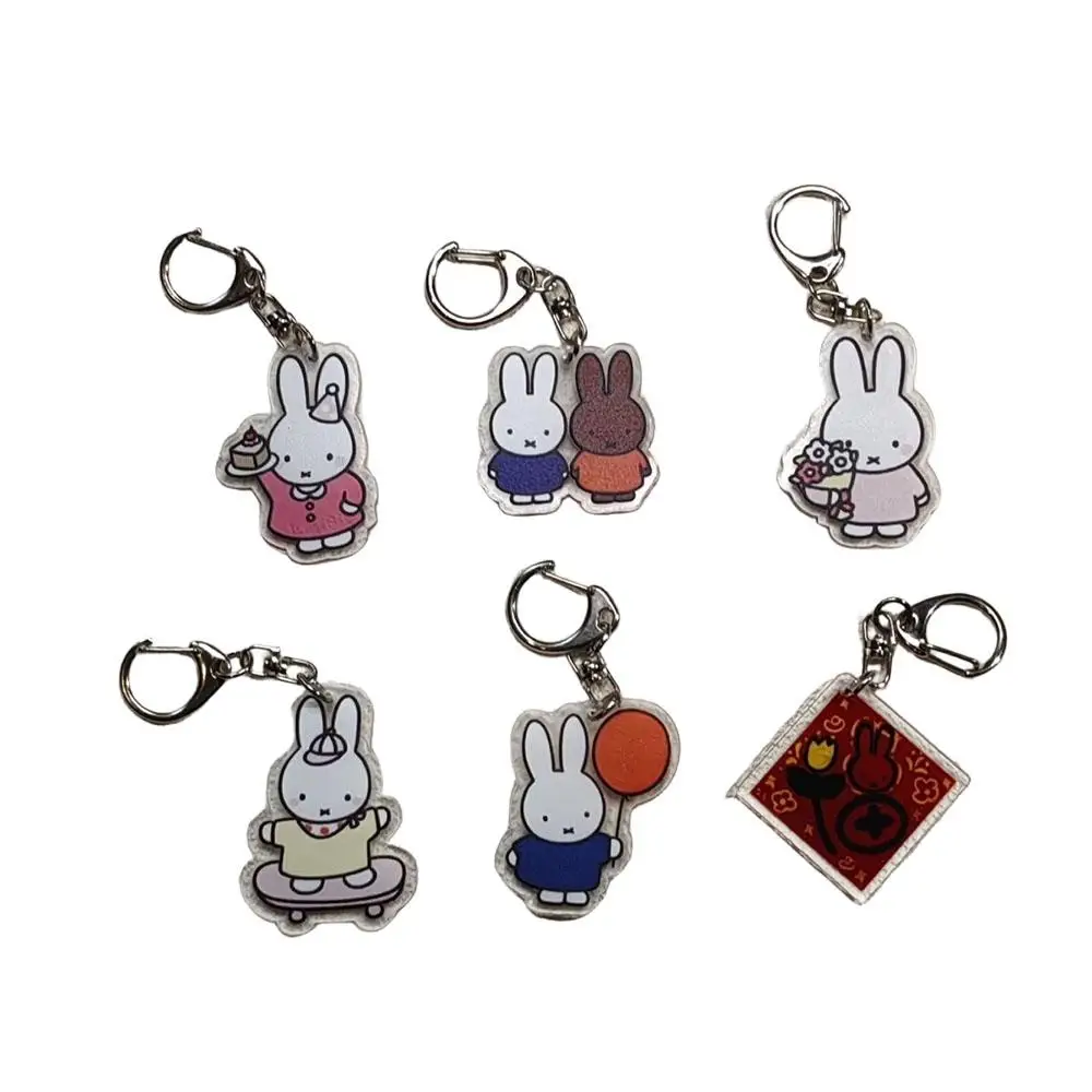 

Брелок Miffy для девочек, рюкзак, чемодан, акриловый двусторонний кулон, студенческая чашка для воды, пенал, милое украшение, подарок для девочки