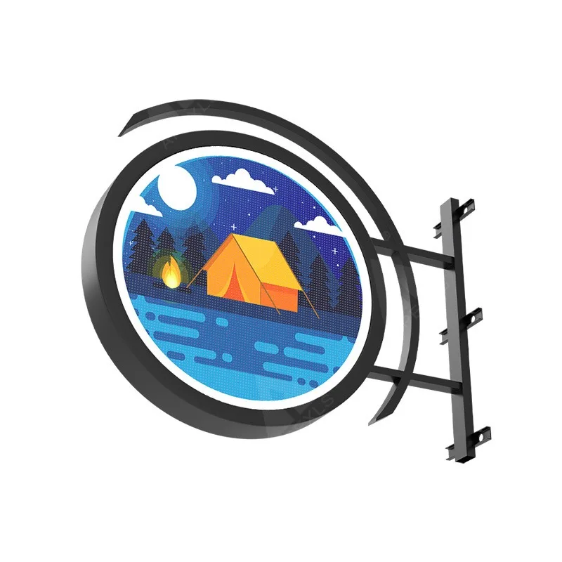 Custom P2 Circular LED Lamp HD Unique Disc Video Screen Double Sided 500mm Promotional Sign for Store Front,Efficient and Stable