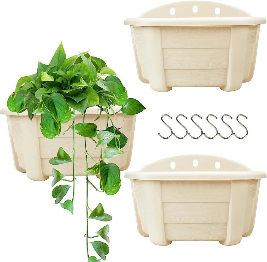 

3 Pcs Hanging Planters Railing Hanging Planters Wall Plant Flower Pots for Balcony Fence Garden Outdoor Indoor Plants