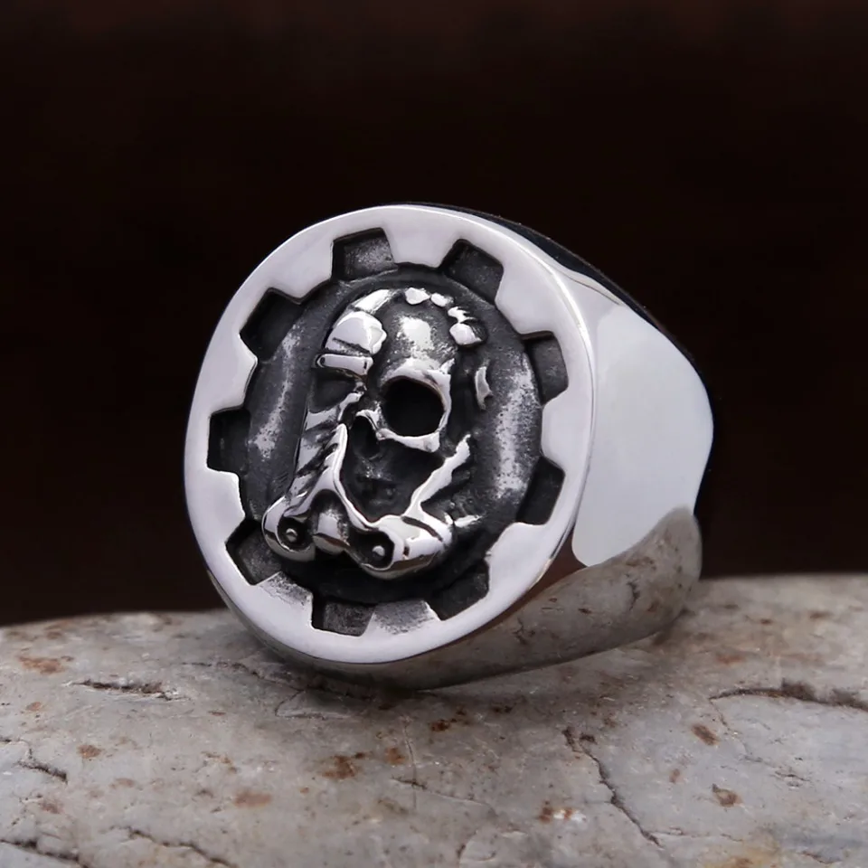 

Punk Vintage 316L Stainless Steel Ball War Movie Rings For Men Hip Hop Biker Gothic Skull Ring Rock Party Jewelry Gift Wholesale