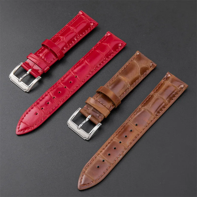 First Layer Cowhide Strap 12-24mm Genuine Leather Watchbands Bracelet Black Red Brown Watch Strap for Women Men Wrist Band