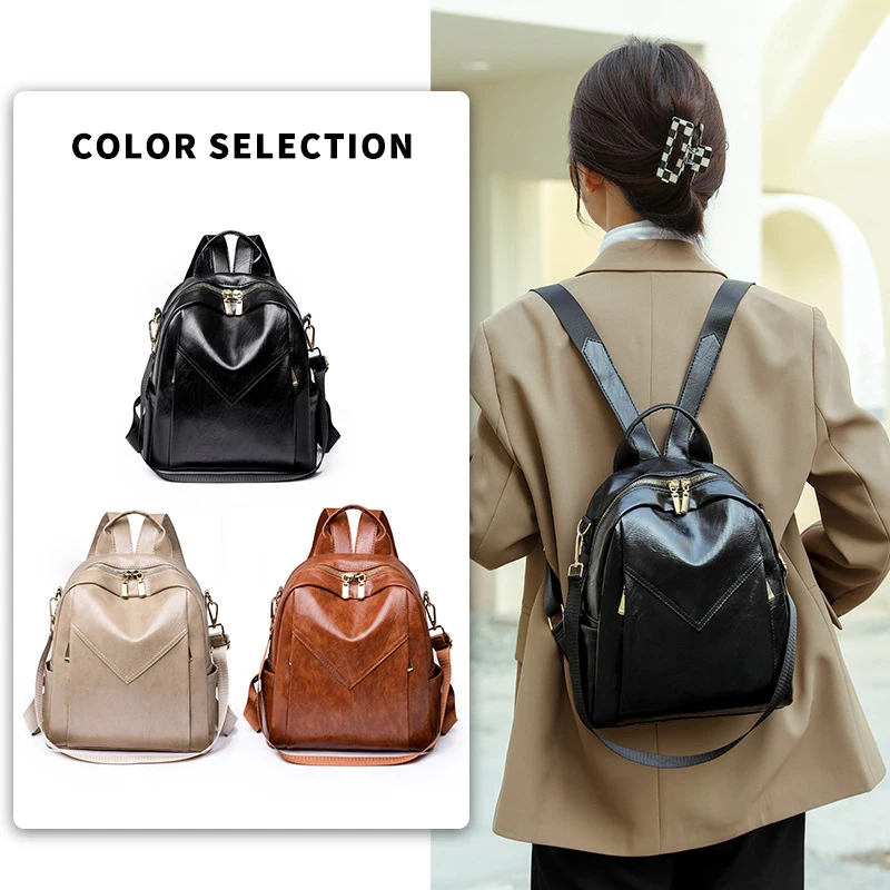 Women Backpack Rucksack School Book Bag PU Leather Travel Fashion Design Retro Oil Wax Cowhide Female Daypack Backpacks