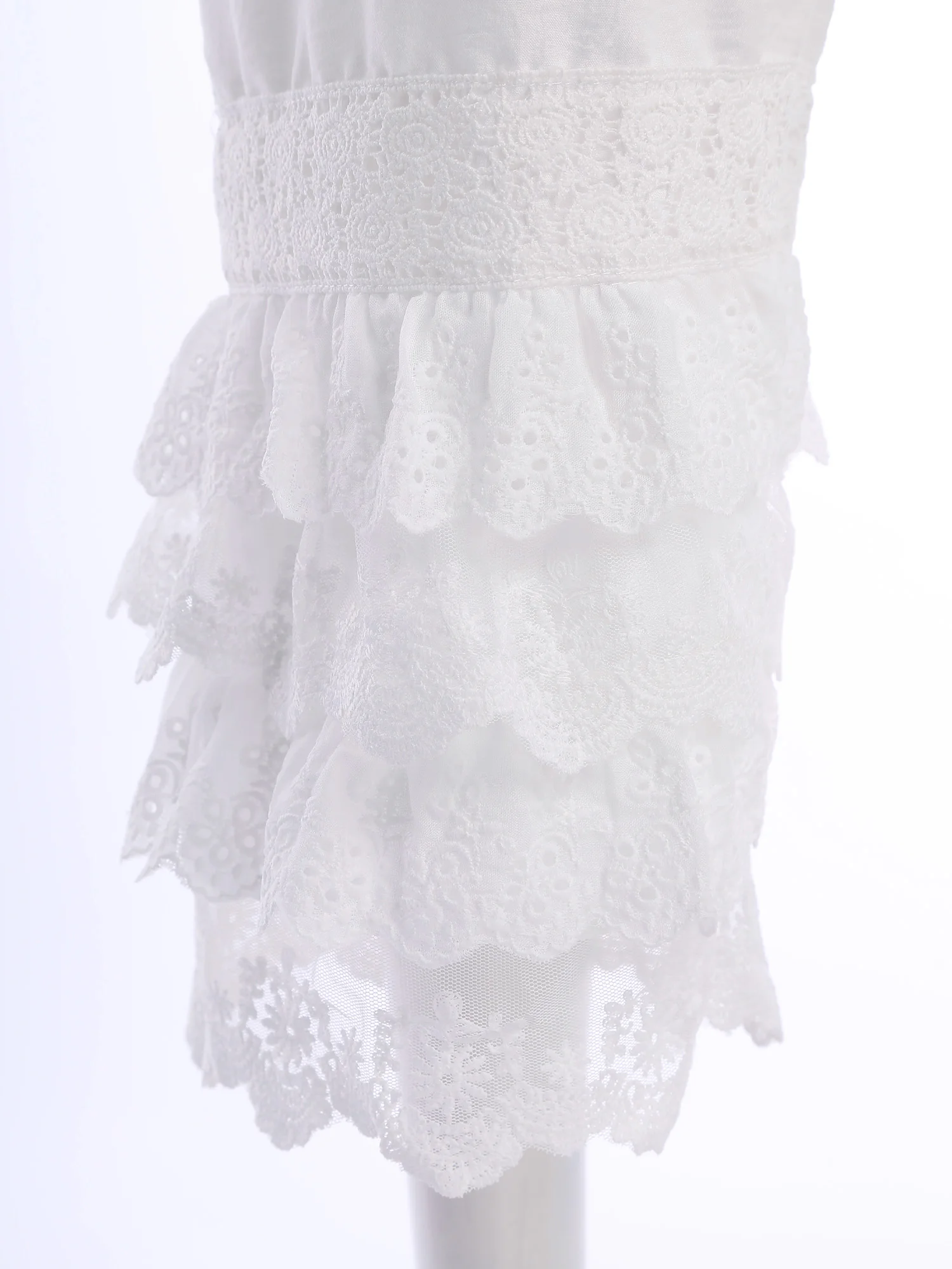 

Women Bohemian Long Pants Trousers Elastic Waist Layer Ruffled Lace Trim Loose Fit Pants as Pettipants for Daily Casual Wear