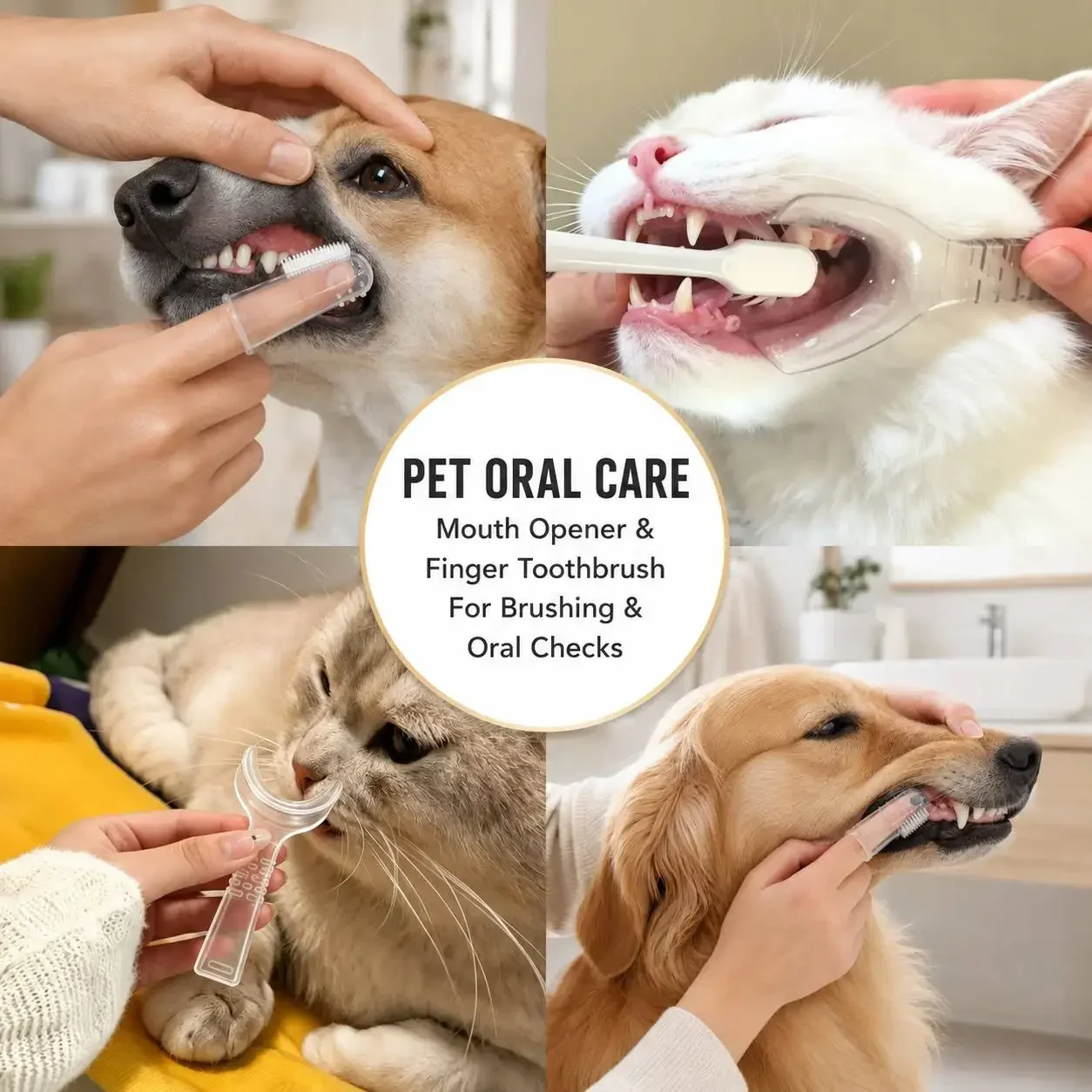 1 Set Pet Oral Cleaning Supplies, Cat Dog Oral Care Tools, Mouth Opener, Teeth Cleaning Mouth Prop for Cats and Dogs, Dental Kit
