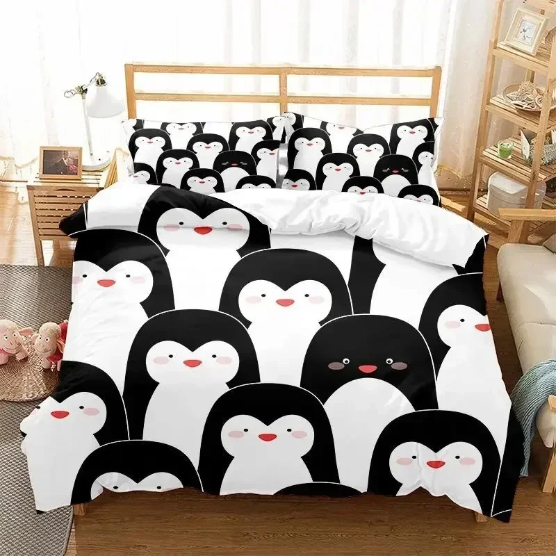 

Cute Penguin Bedding Set Duvet Cover Sheet Printed Bed Set Pillowcase Bed Full Queen King Size Comforter Bedroom
