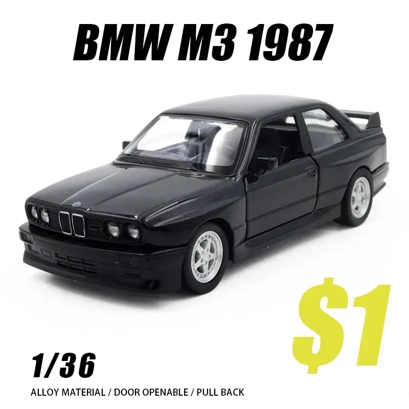 

1:36 BMW M3 1987 sedan Alloy Car Diecast Metal Vehicle Model Kid Toy Boy Gifts Collection High Simulation Mini Collect Pull back