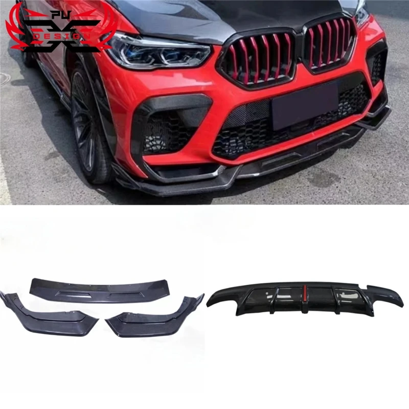 

Для BMW X6M F96 углеродное волокно передняя губа передний бампер задний диффузор комплект модифицированных аксессуаров