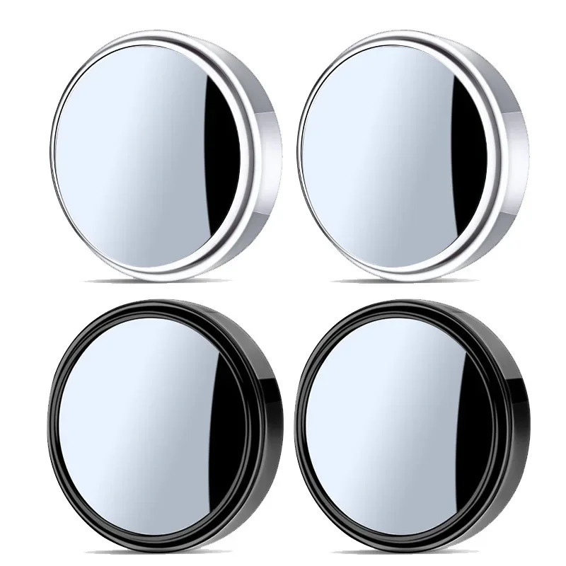 1 Pair Durable Car Small Round High-definition Mirror 360° Rotating Real Glass Car Rearview Mirror Auxiliary Mirror Accessories