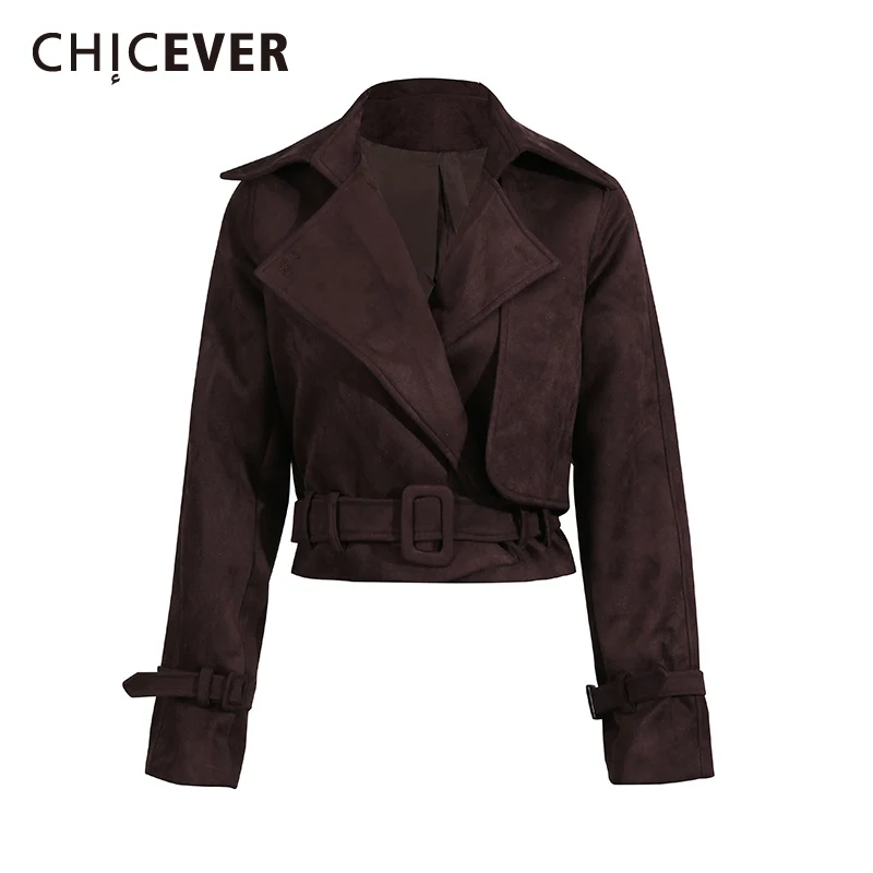 

CHICEVER однотонная куртка с поясом, женская куртка с лацканами и длинными рукавами, свободные винтажные литературные женские куртки, осенняя мода, новый стиль