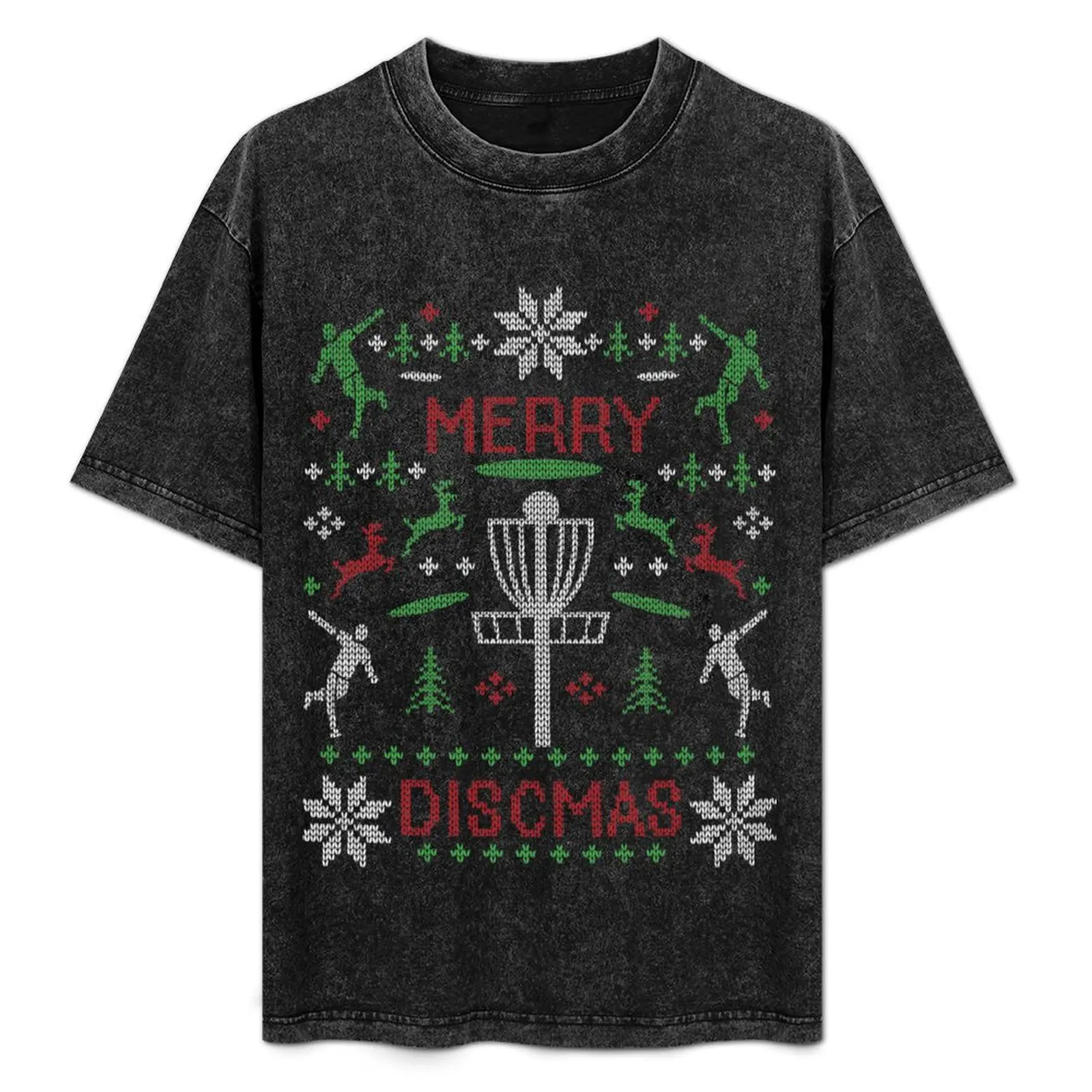 

Merry Discmas Disc Golf Ugly Christmas Sweater Digital Art T-Shirt Simple Trendy Casual T-Shirt