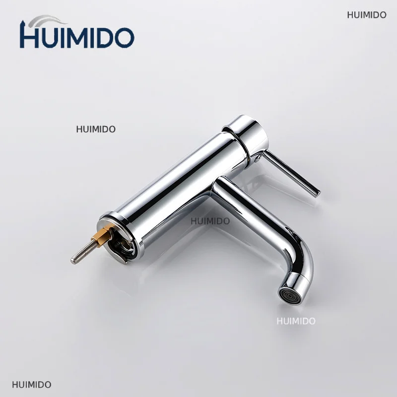 Sink Mixer Hot And Cold Silver Finished Bathroom Tap Deck Mounted Ceramic Cartridge Brass Crane