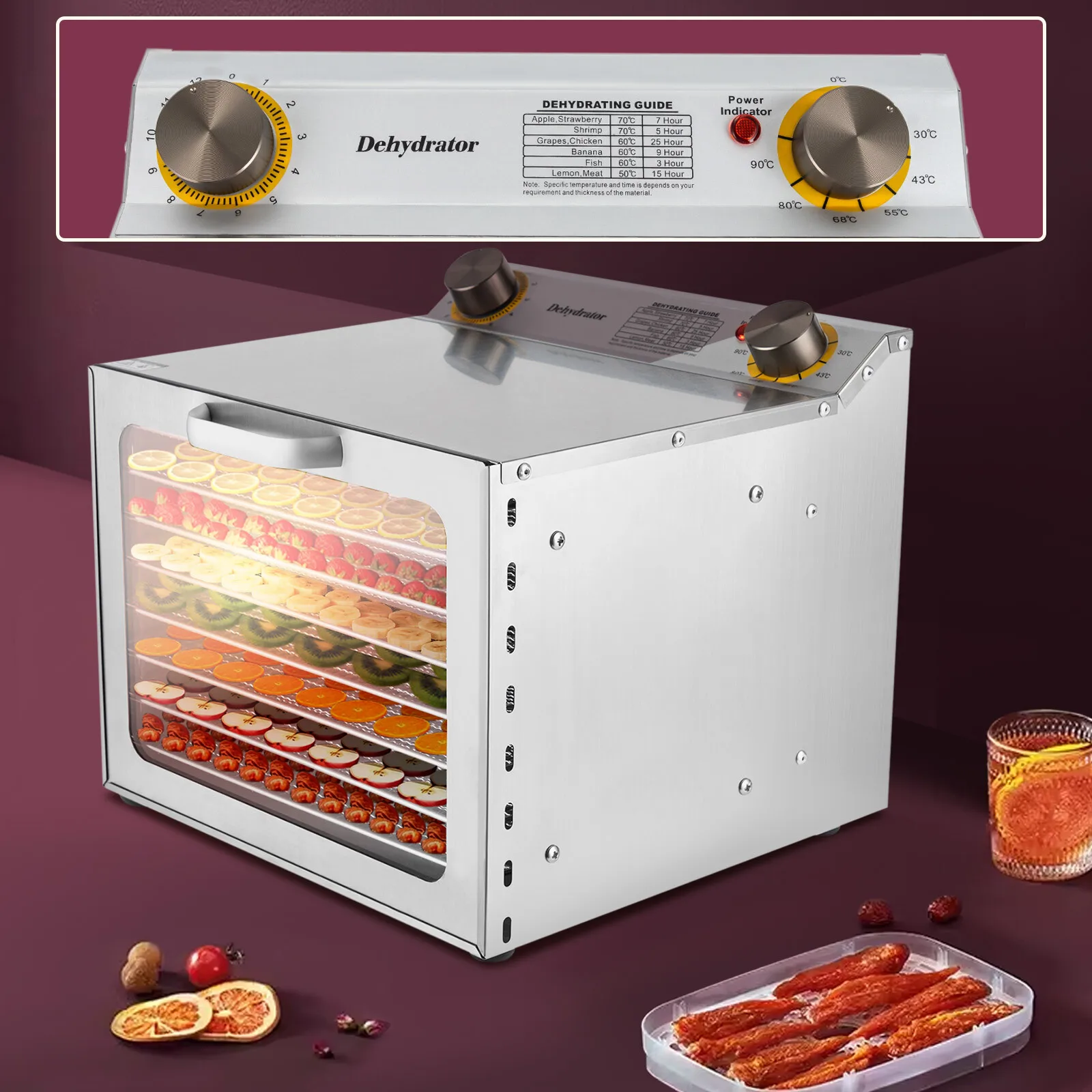 آلة تجفيف الطعام من الفولاذ المقاوم للصدأ، آلة تجفيف الطعام للاستخدام المنزلي